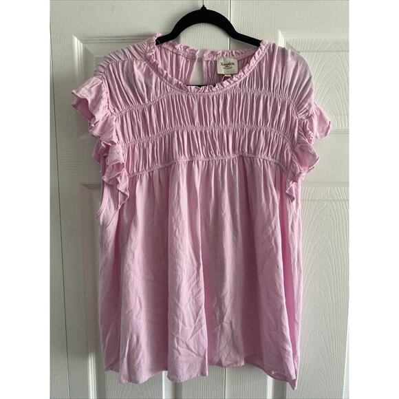 Hayden Los Angeles Womens 2XL Cotton‎ Pink Linen Blend Peasant Boho Top - Picture 1 of 8